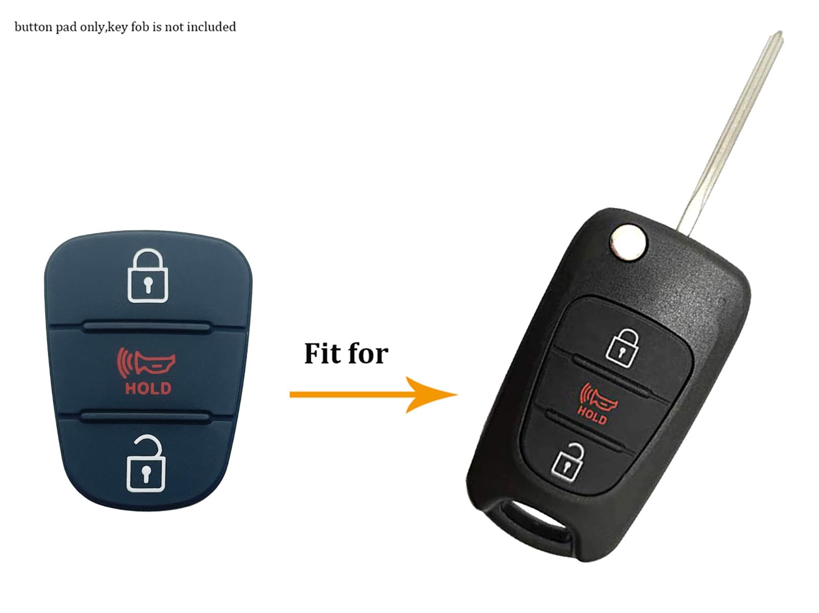 Muxkenper Car Remote Fob Case - 3 Button Rubber Insert Keypad for Kia Soul 2010-2013, Rio, Sportage 2012-2014, Model MUXKEN