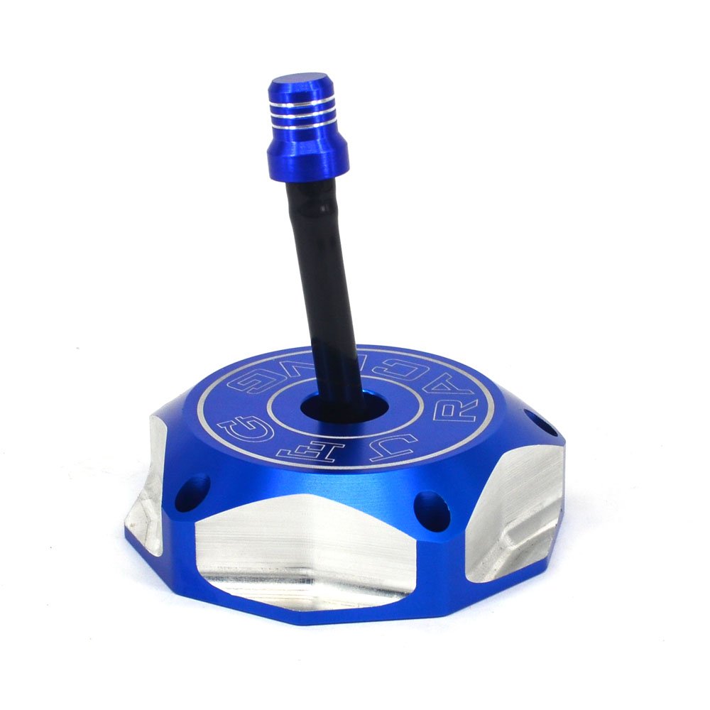 JFG RACING Dirt Bike Gas Fuel Tank Cap - Billet with Vent Hose for YZ Models (04-23), WR Models (03-15) - Blue, Plastic, Model Y121103