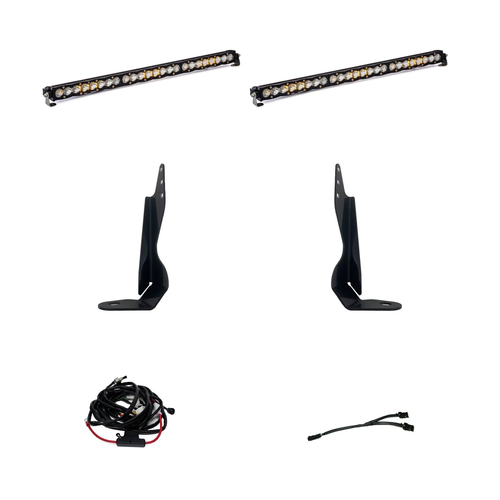 Baja Designs S8 Dual 30-Inch Led Bar Grille Light Kit For Chevy Sierra 2500Hd/3500Hd 2020-22 (Driving/Combo; Clear)