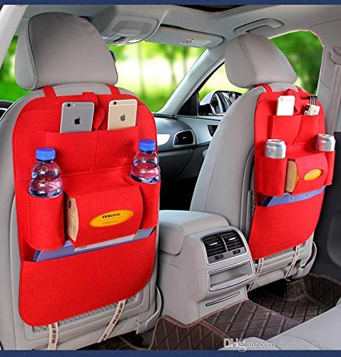 Speedwav Car Auto Seat Back Multi Pocket Storage Bag Organizer Red Set Of 2 Backseatb19