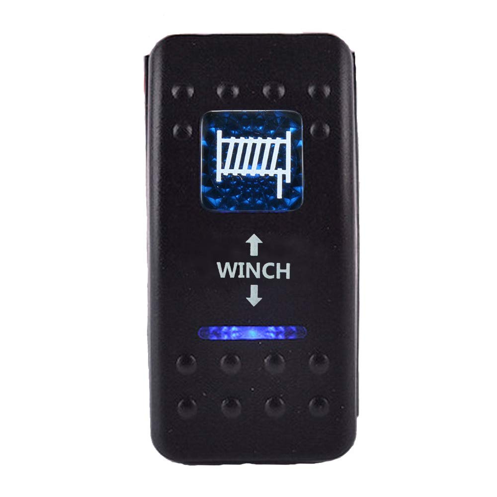 Esupport Car 12V 20A Momentary Light Button Rocker Toggle Switch Blue Led Winch In Out On-Off-On 7Pin