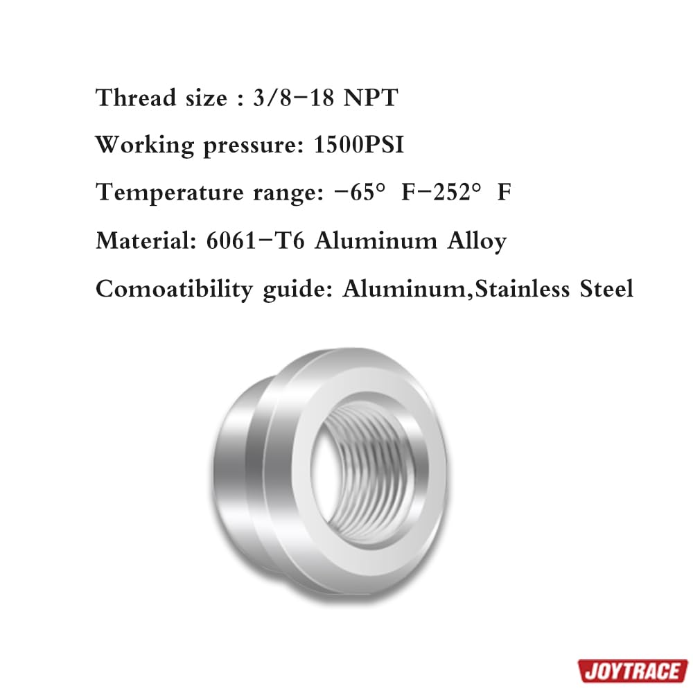 3/8 Npt Female Threaded Stepped Weld On Bung Fitting Aluminum 2Pcs