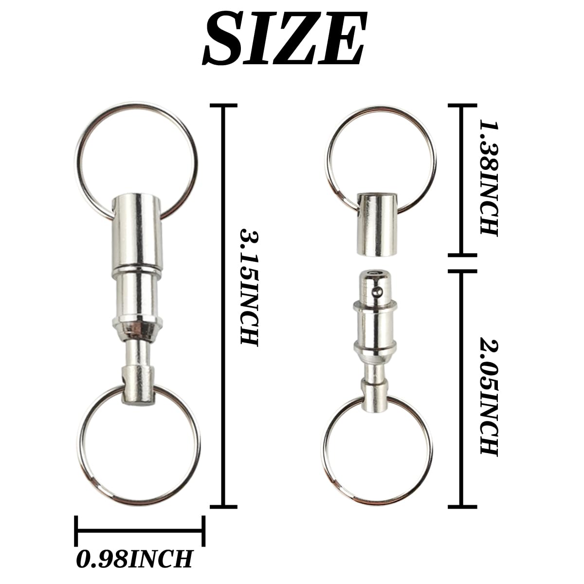 Ronyoung 11Pcs Quick Release Keychain Detachable Pull Apart Key Rings Heavy Duty Dual Split Snap Lock Holder Silver Double Sprin