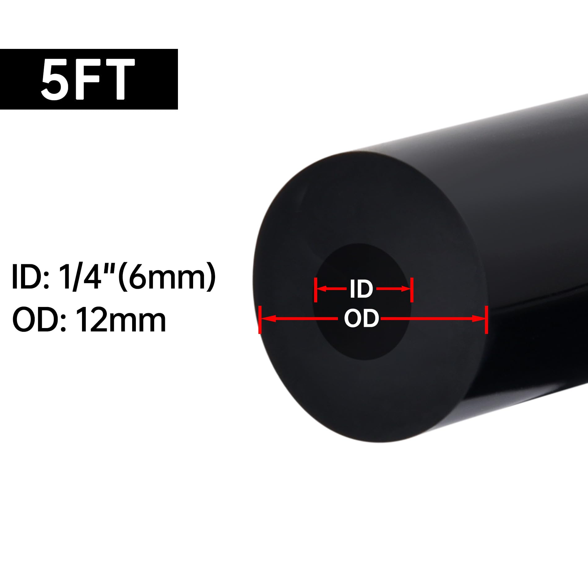 Evil Energy 1/4 Silicone Vacuum Tubing Hose Line 5Ft 130Psi Max Pressure Black (6Mm Id)