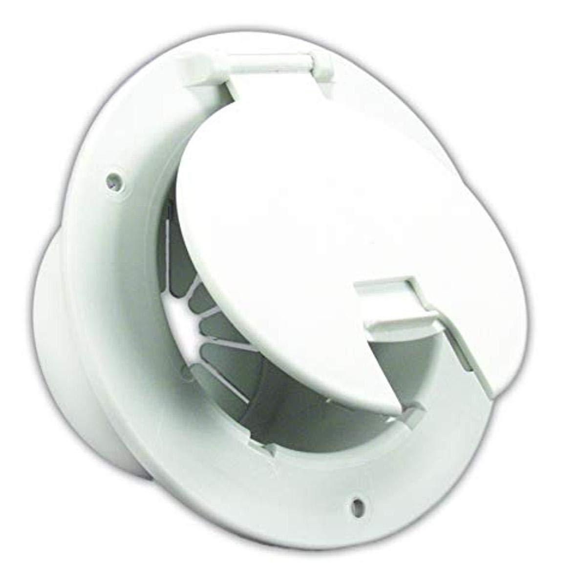 JR Products 5412A Polar White Deluxe Round Electric Cable Hatch with Back