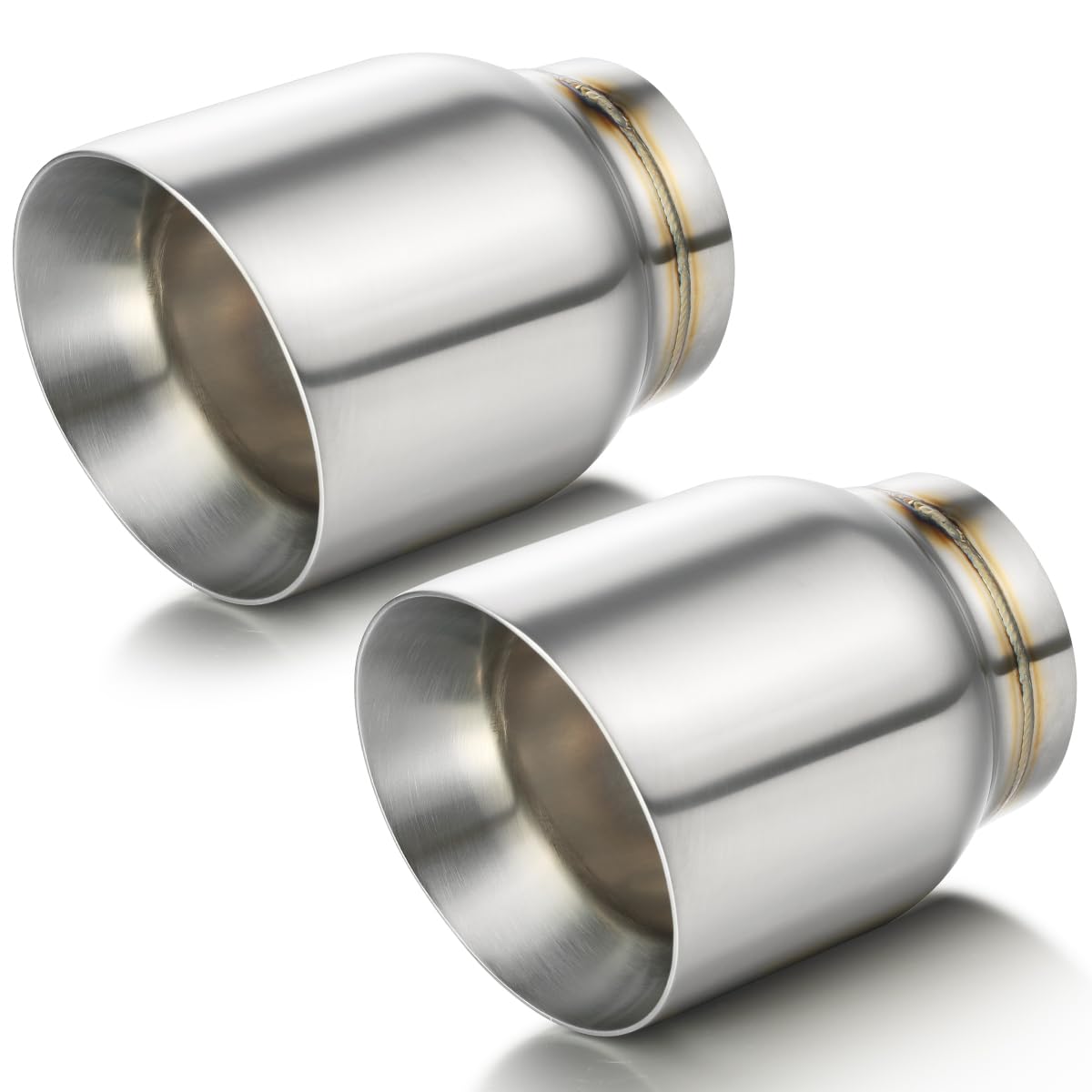 A-KARCK Exhaust Tip 3'' Inlet Dual Wall, Double Wall Car Tailpipe Tip 3'' Inlet 4'' Outlet 5'' Overall Length Weld On Decorate C