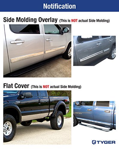 MaxMate Rocker Panel Trim for 1999-2006 Chevy Silverado, Chrome Stainless Steel, 1.5" Wide, 4PC, White, Model RP-CV313