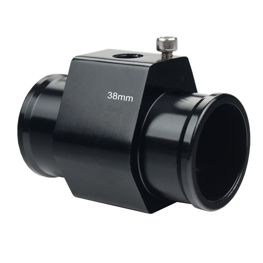 Dewhel Aluminum Black Water Temp Meter Temperature Gauge Joint Pipe Radiator Sensor Adaptor Clamps 38Mm