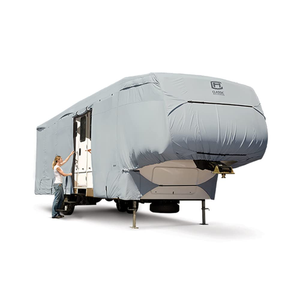 Classic Accessories Over Drive PermaPRO Extra Tall 5th Wheel Trailer Cover, Fits 33  37 RVs, RV Cover, Camper Cover, Travel T