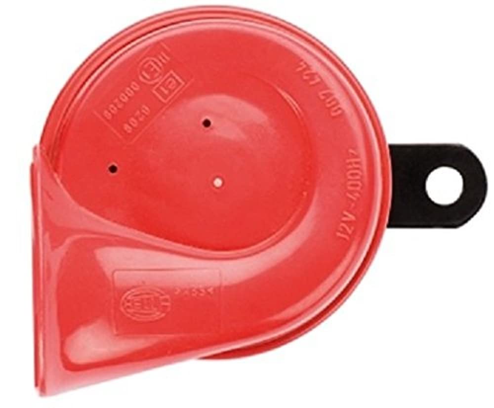Hella 007424001 Red Trumpet Low-Tone Horn With Bracket, 12 V, 400 Hz (Universal Fit)