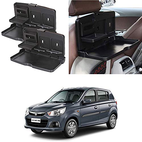 Oshotto (Ft02) Car Backseat Food Travel Dining Meal & Snaks Tray & Cup Holder Compatible With Maruti Suzuki Alto K10 (Black)