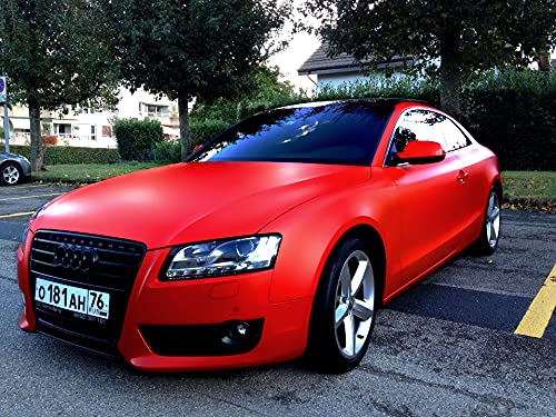 Vvivid+ Premium Vinyl Wrap Film (3Ft X 5Ft, Matte Rosso Corsa (Ferrari) Red)
