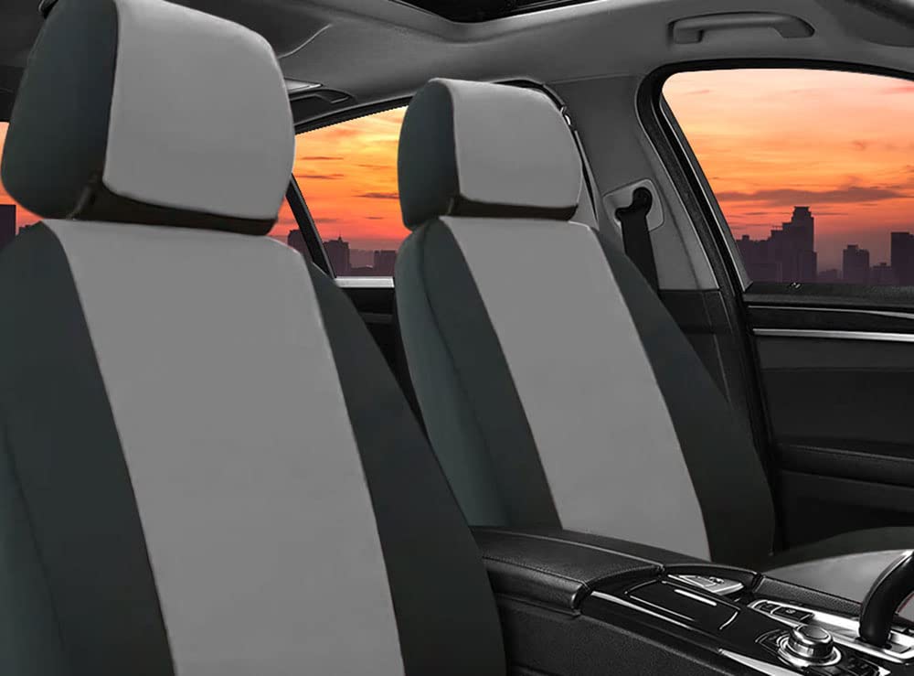 Carscover Custom Fit 2015-2018 Ford F150 F250 F350 Pickup Truck Neoprene Car Front Seat Covers Gray & Black Sides Driver & Passe
