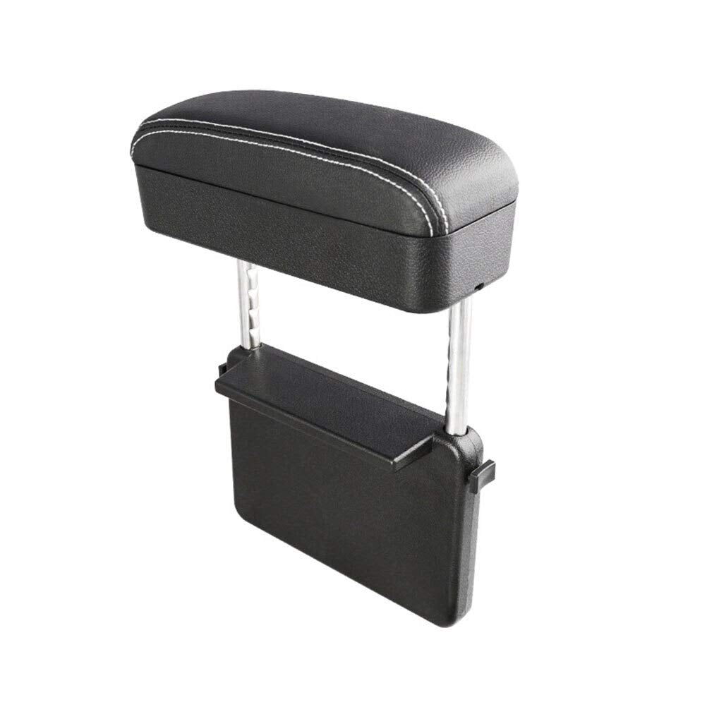 Jeyoda Car Armrest Box Adjustable Pad Refit Car Central Lift Armres Storage Organizer Box Arm Rest(Black White Line)