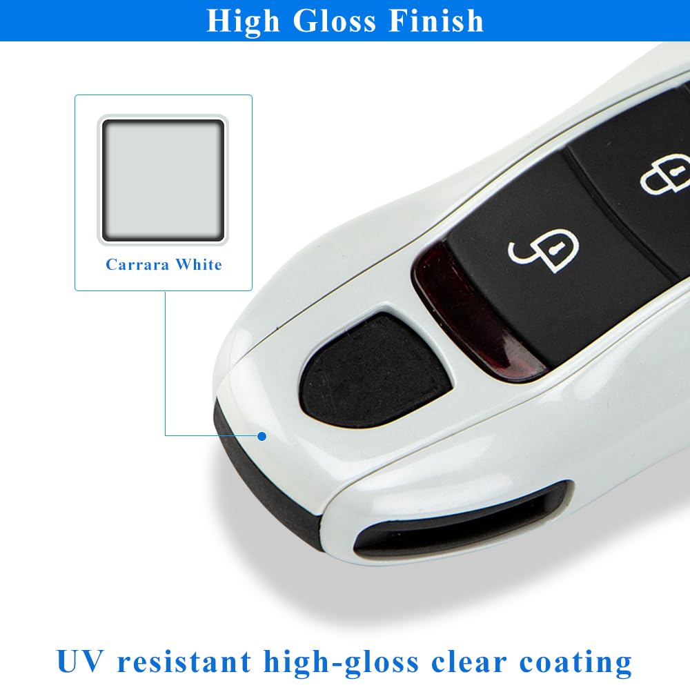 AeroBon Key Cover Fob Shell for Porsche MK1 - Carrara White, Durable ABS Material, 3-Piece Replacement Set