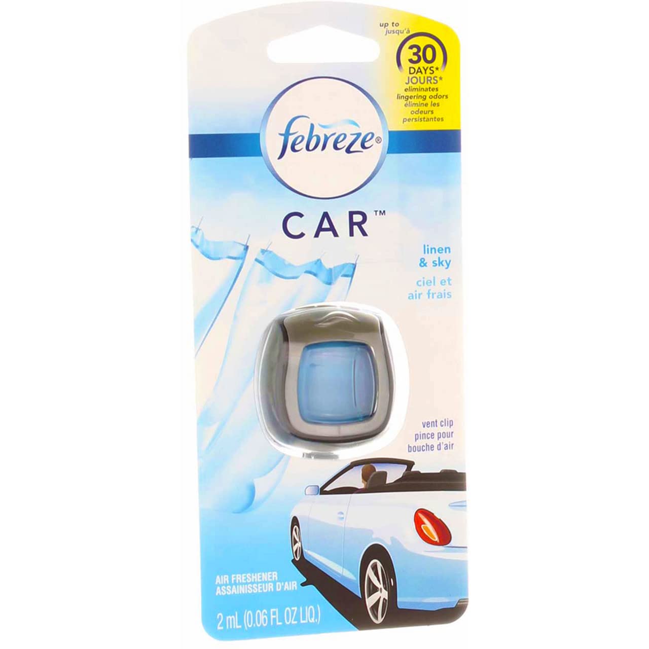 Febreze Car Vent Clip Air Freshener, Linen & Sky 1 Ea (Pack Of 3)