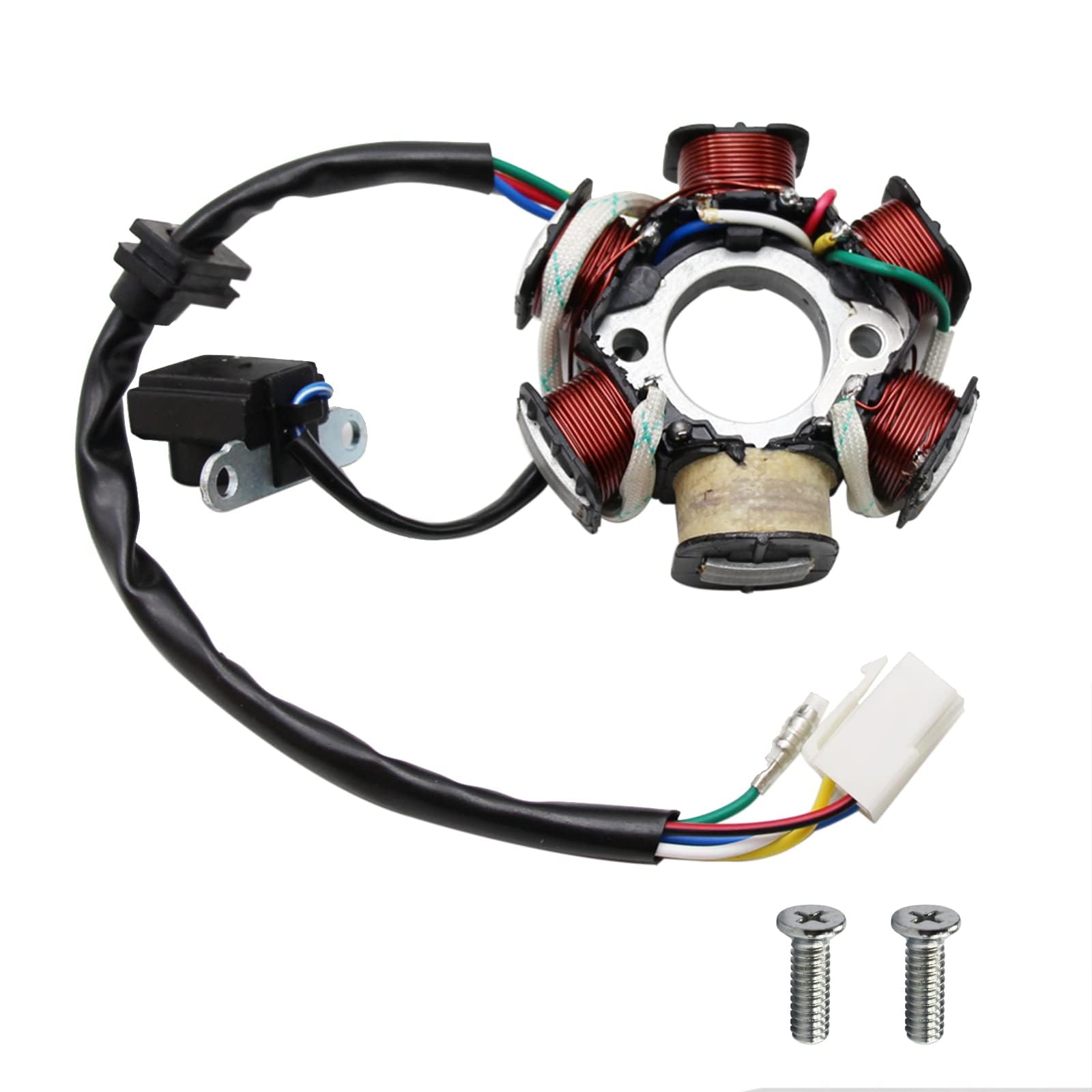 Atv Quad Go Kart Magneto Stator, Pro Bat, Magneto Stater 6 Coils 5 Wires For 50Cc 70Cc 90Cc 110Cc 125Cc Atv Dirt Bike Go Kart Mini-Choppers Motorcycle