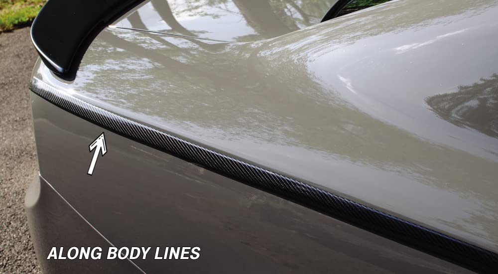 Cowles 12 ft Carbon Fiber Style Molding - 1 in Wide Flexible PVC for Car/Truck/SUV/RV, Model S37795, Attaches with 3M Tape