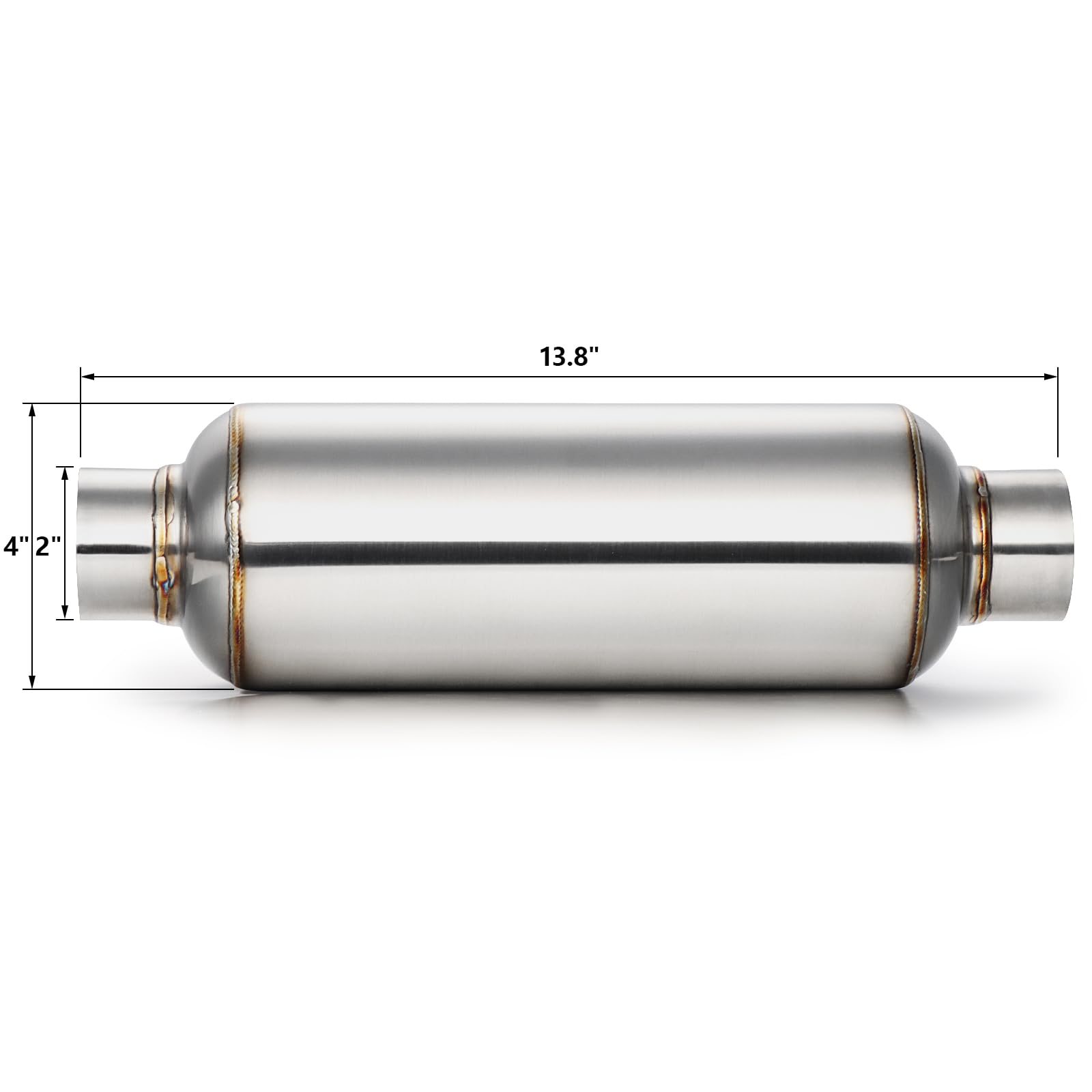 A-Karck 4 '' Inlet Exhaust Resonator, 4 '' Inlet 4 '' Outlet 30 '' Overall Length Muffler Resonator Stainless Steel