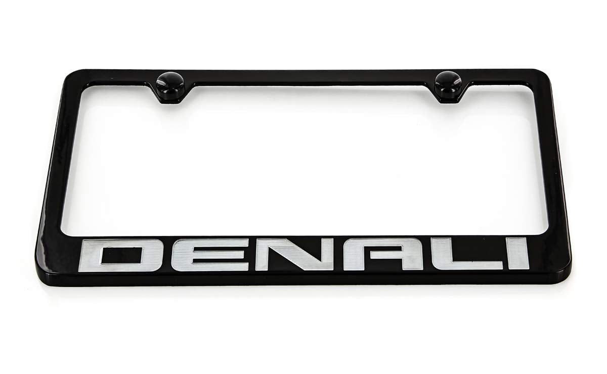 Gmc Denali Black Coated Metal License Plate Frame Holder