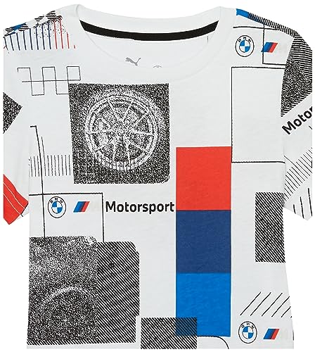 PUMA Kids' BMW M Motorsport Graphic T-Shirt, White, Small