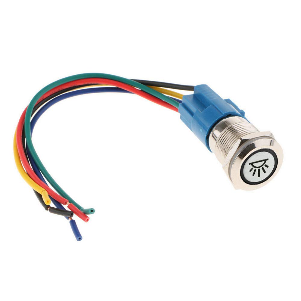 Esupport 12V Car Vehicle Blue Led Light Interior Push Button Metal Toggle Switch Socket Plug 19Mm