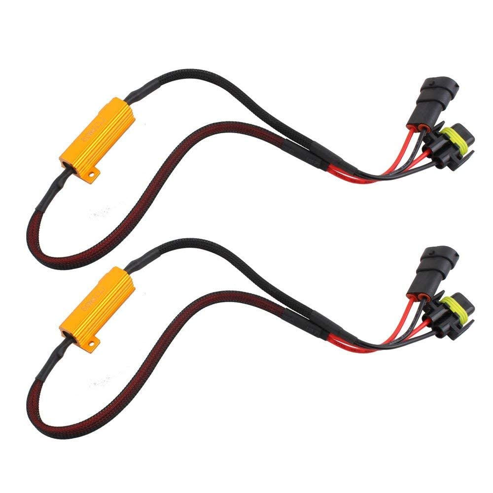 O-Nex H8 H11 Led Load Resistor Kit 50W 8Ohm Headlight Bulb Relay Harness Adapter Anti Flicker Error Decoder Warning Canceller