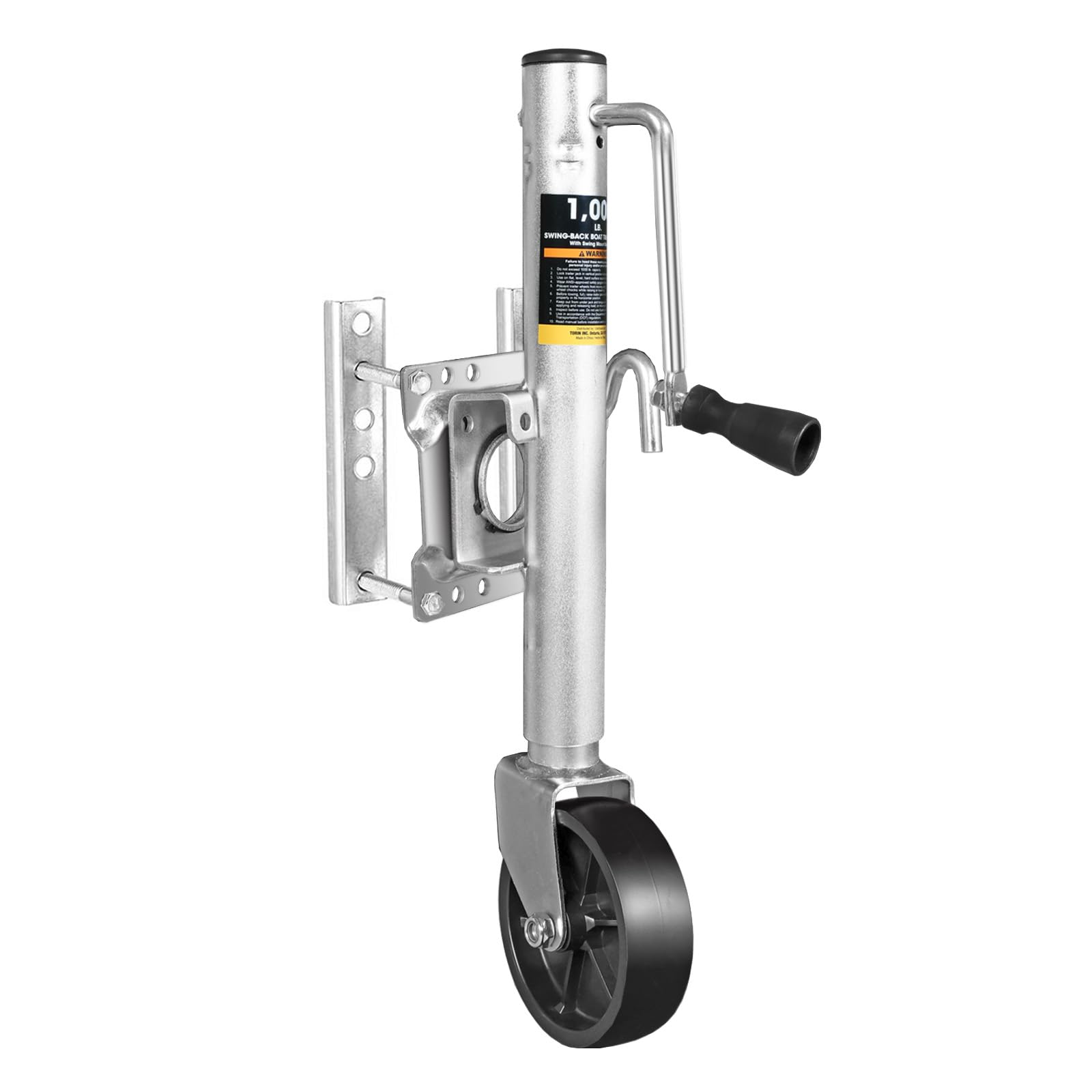Torin 1000 Lbs Trailer Jack With Wheel, Heavy Duty Swivel Boat Trailer Jack Single Whee, 10'' Lift, Bolt-On Trailer Tongue Jack