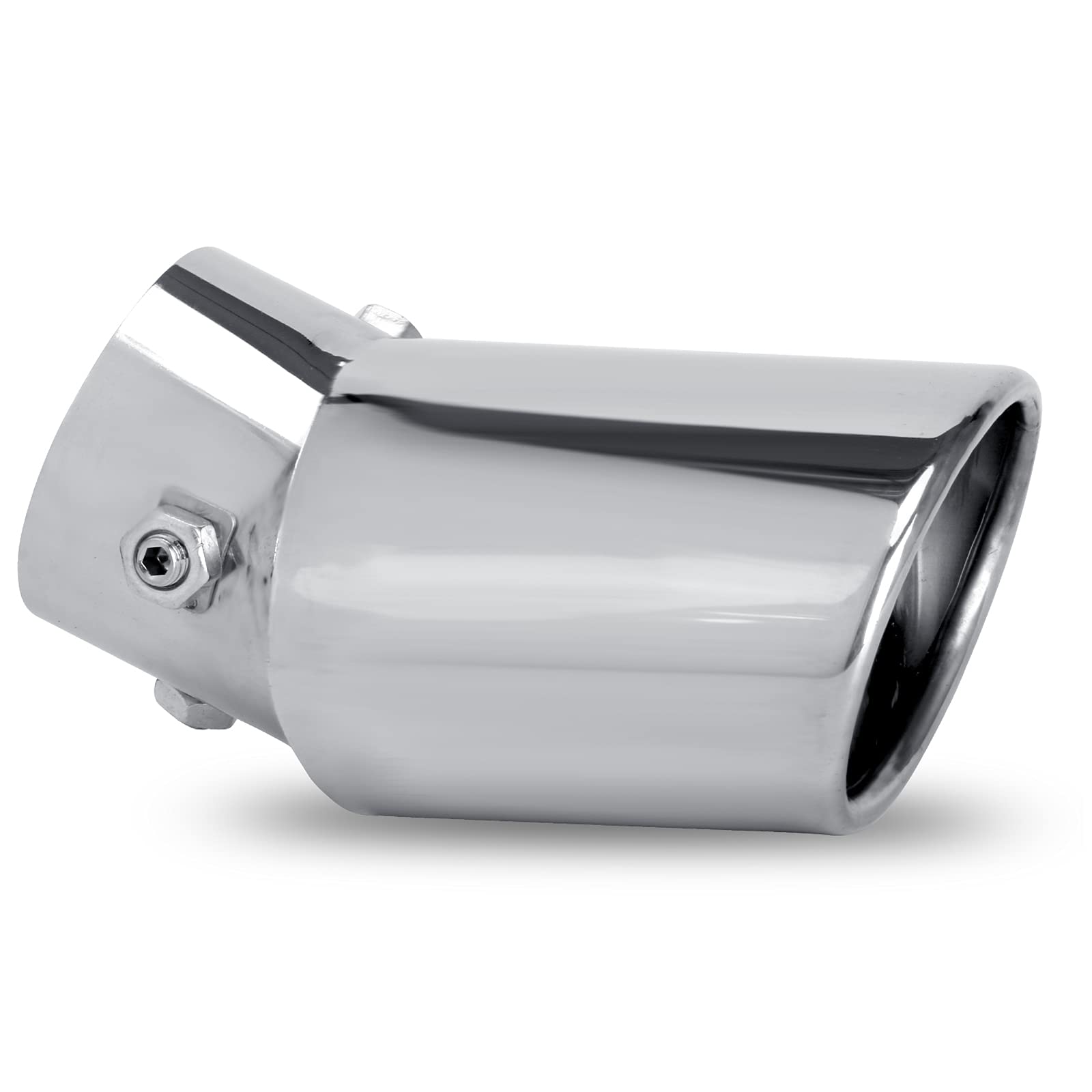 Dsycar Universal 1.5-2.25 Inch Adjustable Inlet Exhaust Tips, Bolt-On Design Chrome Plated Stainless Steel Exhaust Tailpipe Tips