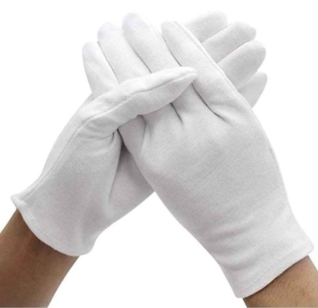 Cotson Washable 100% Pure Cotton Hand Gloves For MultiPurpose | Free Size | White