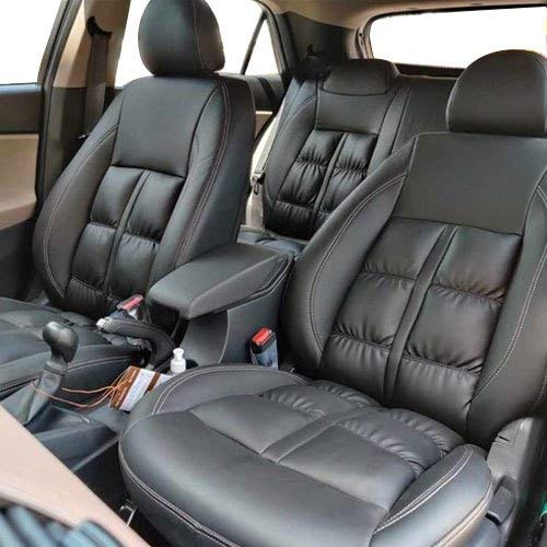 AUTOFIT Silky napa Puffy Pu Leather Car Seat Cover (Black,)