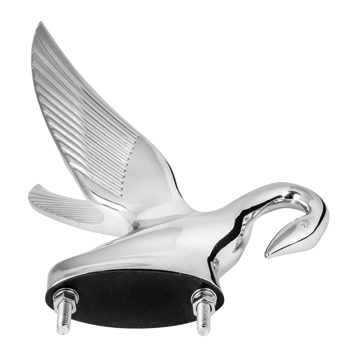 GG Grand General Chrome Swan Hood Ornament - Metal, Model 48007, Classic Design