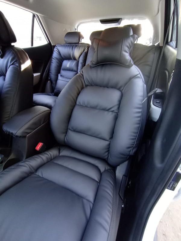 3D FRONTLINE PU Leather Puffy Series Black Car Seat Cover Compatible with Maruti Swift New