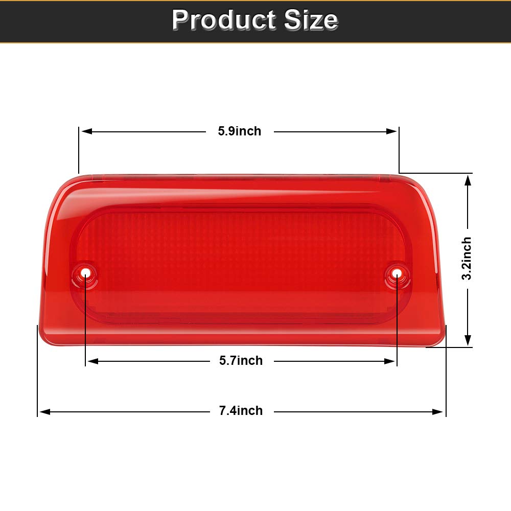 RAVSOFT 3rd Third Brake Light Lens Red Cover with Seal Gasket Extended Cab Only Compatible with 1994-2003 Chevy S10 GMC Sonoma 1
