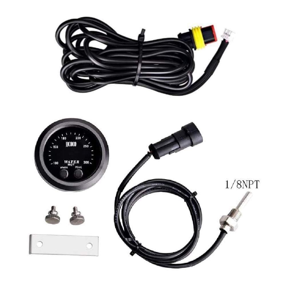 ZHSYMX Universal 52mm Water Temperature Gauge with Alarm and 1/8 NPT Sensor Car Digital Meter Red Display Temp 100-300F(38-150C)