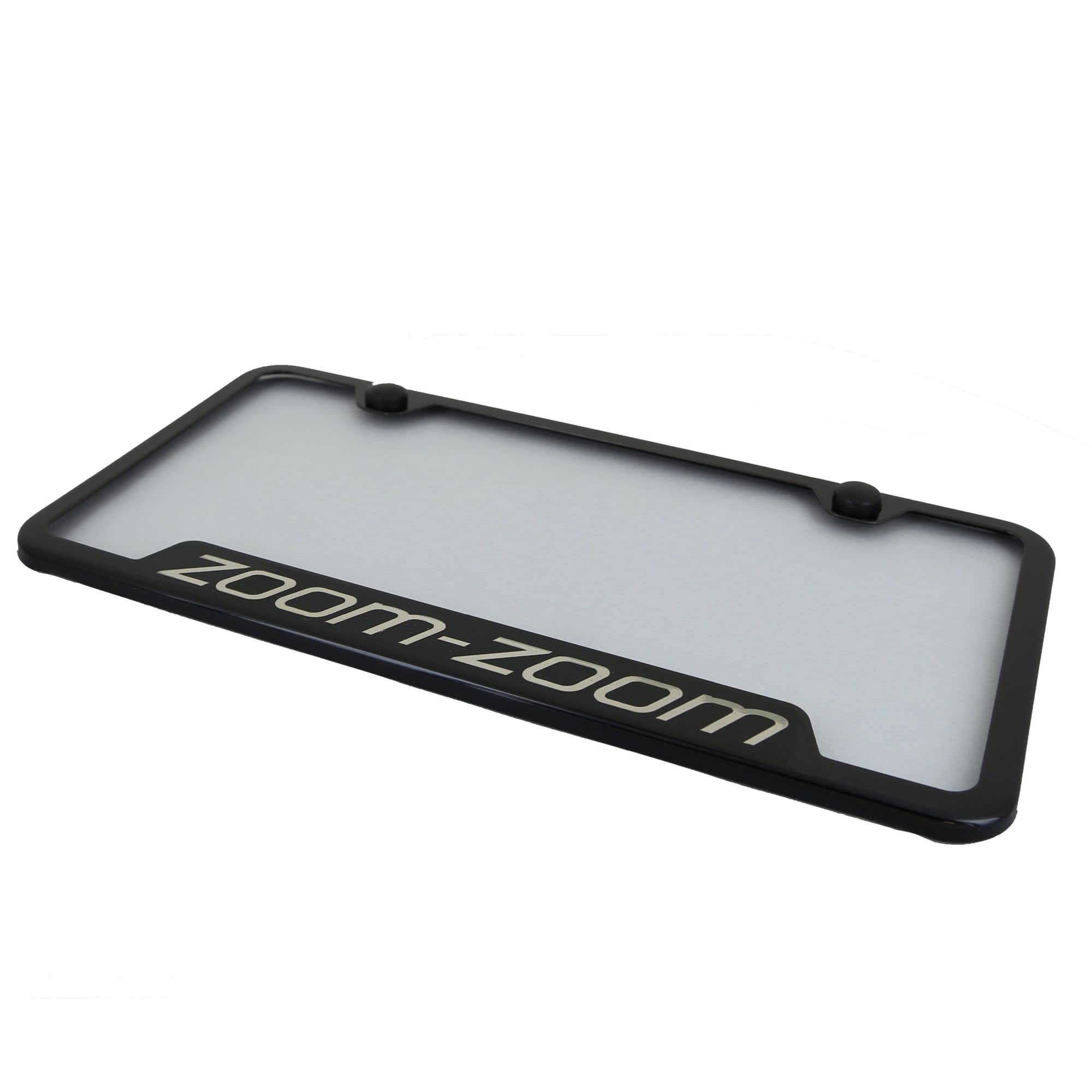 Au-Tomotive Gold Notched Stainless Steel License Plate Frame For Mazda Zoom Zoom (Black)