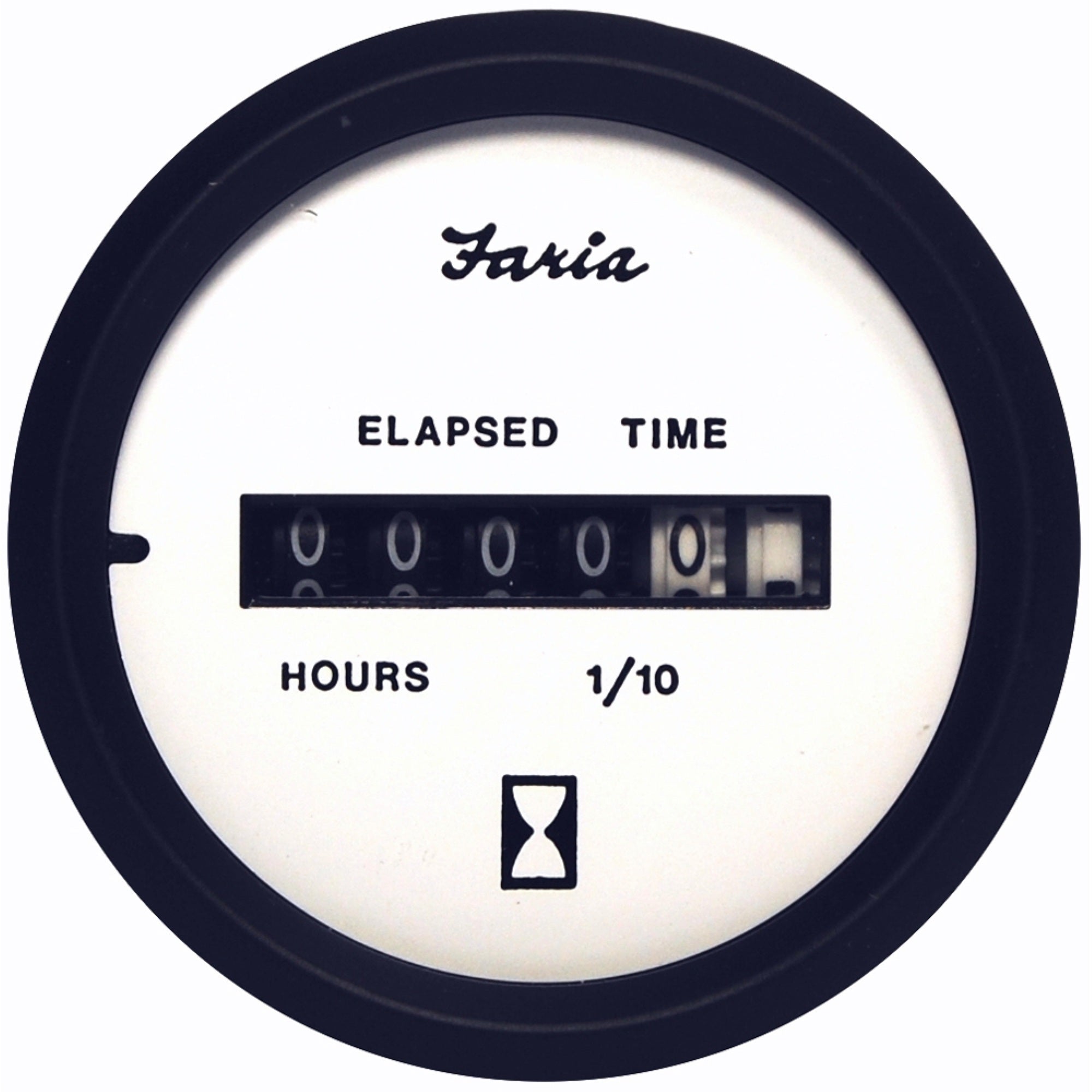 Faria Euro White 2'' Hourmeter 10,000 Hrs 12-32Vdc