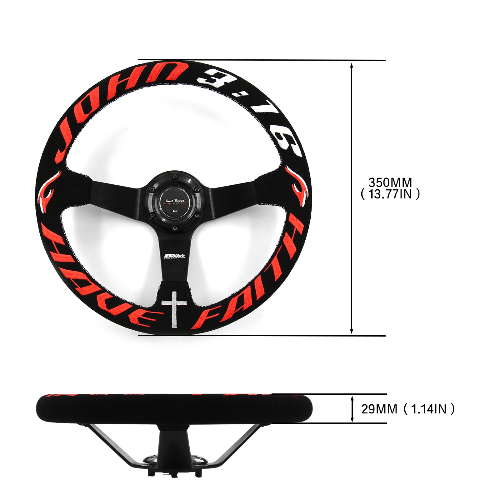 John 350mm Steering Wheel + Short Hub Adapter Kit For Mazda Miata RX-7 RX-8 MX-3 MX-6