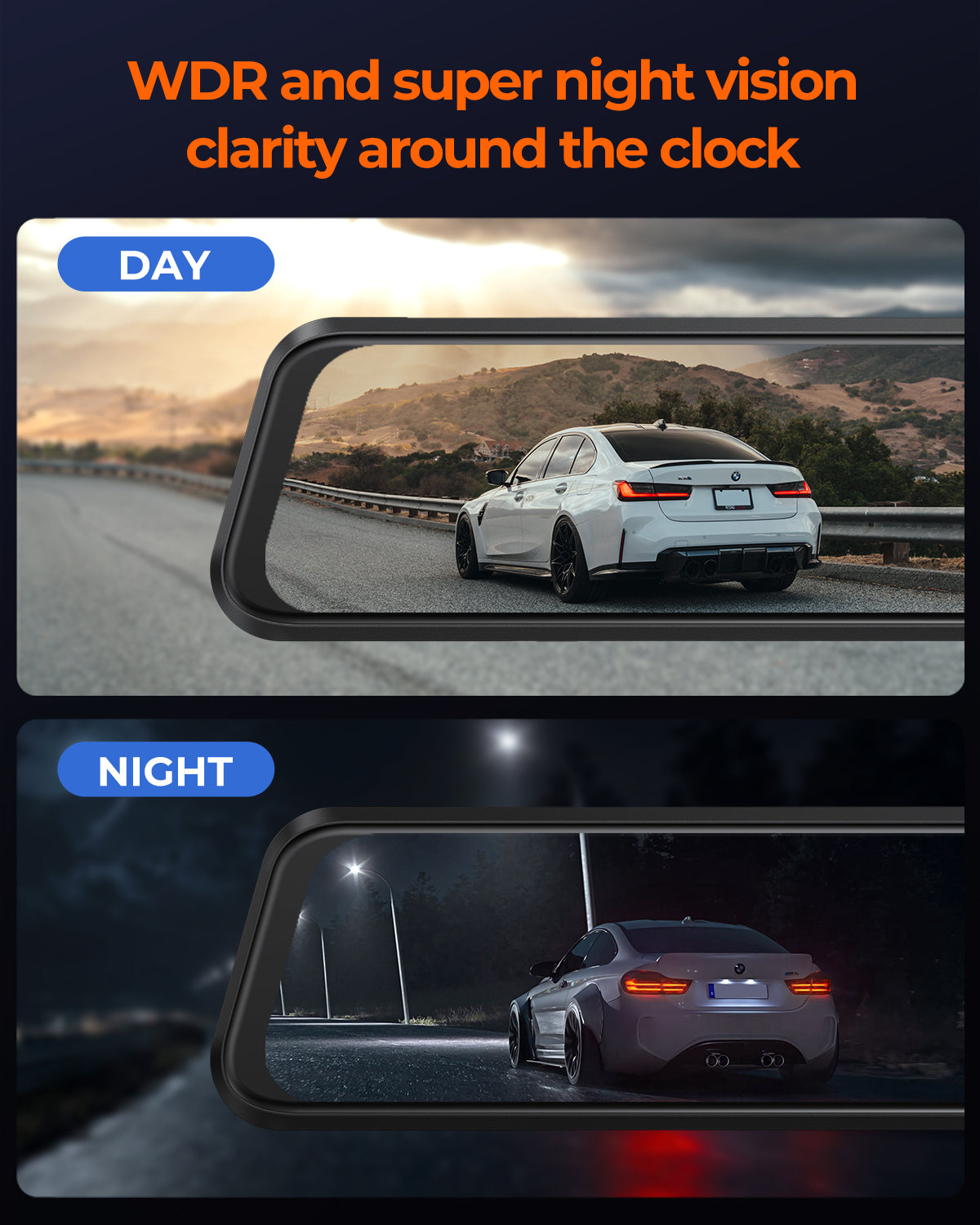 M4 Quad Mirror Dash Cam, 1080P 4-Cam, 12" IPS Touchscreen
