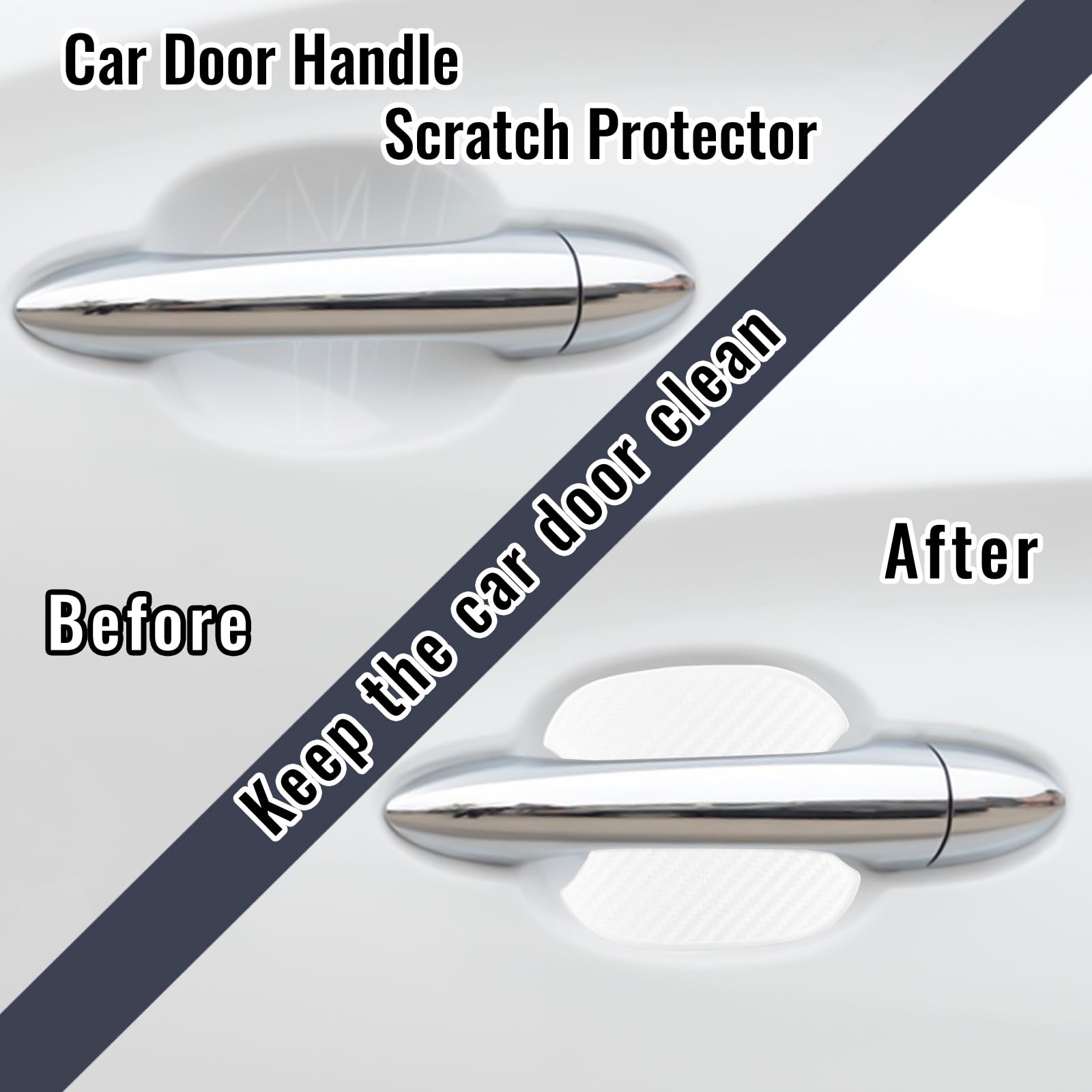 Worcas 4Pcs Universal 3D Carbon Fiber Car Door Handle Paint Scratch Protector Sticker Auto Door Handle Cups Protective Pad(M)