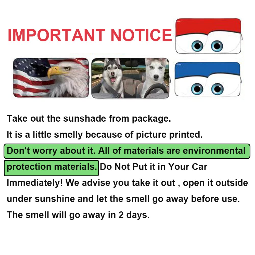 Gven Windshield Shade, Car Sun Shade For Front Windshield Funny Car Eyes Sunshades Sun Visor Protector Blocks Uv Rays Foldable 210T Keep Your Vehicle Cool (Eyes-Black, Standard)
