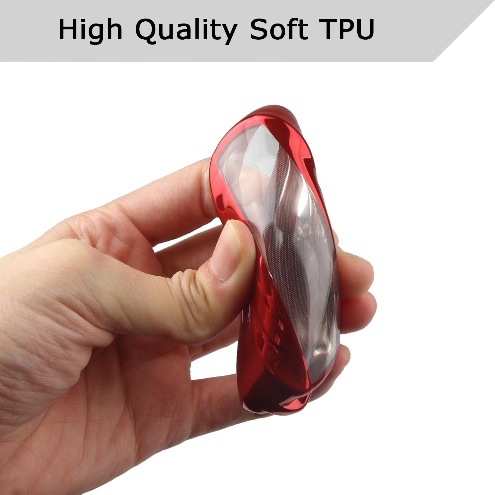 Qbuc For Tesla Key Fob Cover With Keychain Soft Tpu Protection Case Compatible With Tesla Model 3 / Y (Red)