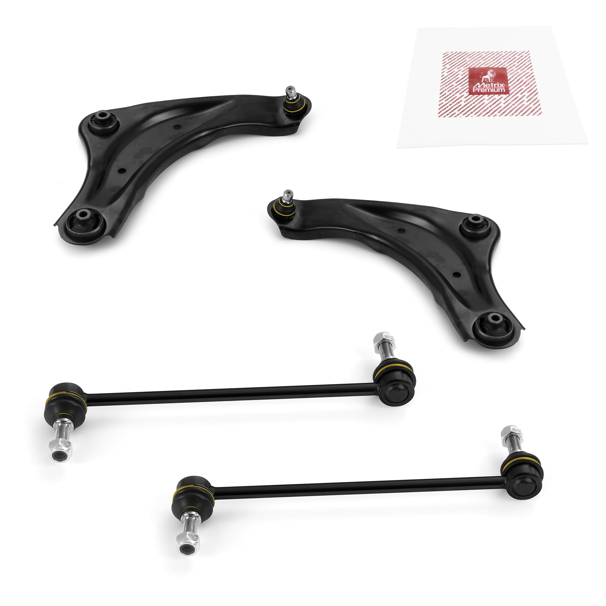 Metrix Premium Chassis Parts - 4 Pc Front Lower Control Arm & Front Sway Bar Stabilizer End Link Kit Fits 17-19 Nissan Sentra, 1
