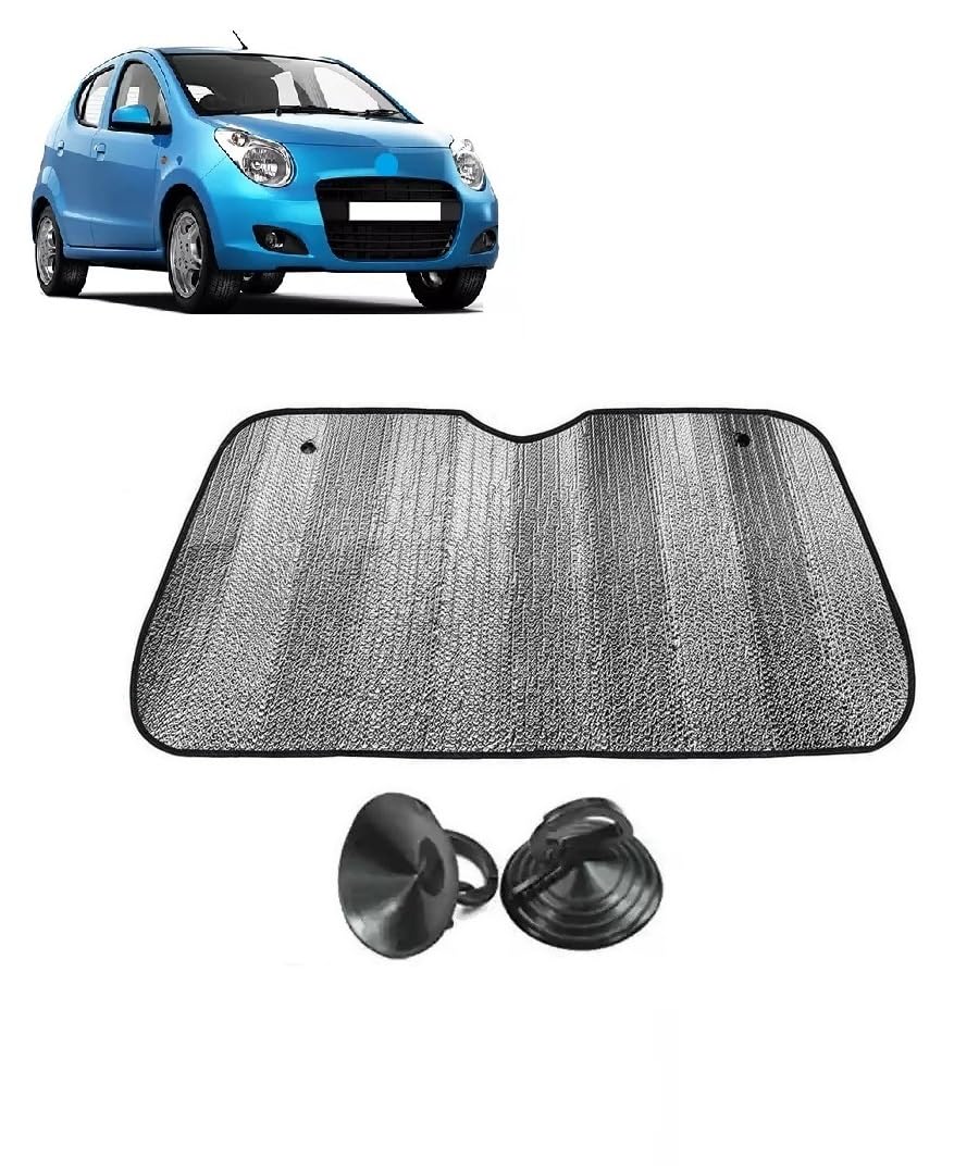 Car Windshield Sun Shade UV Rays Protector Silver Sunshade Solar Reflective suitable for Maruti Suzuki AStar