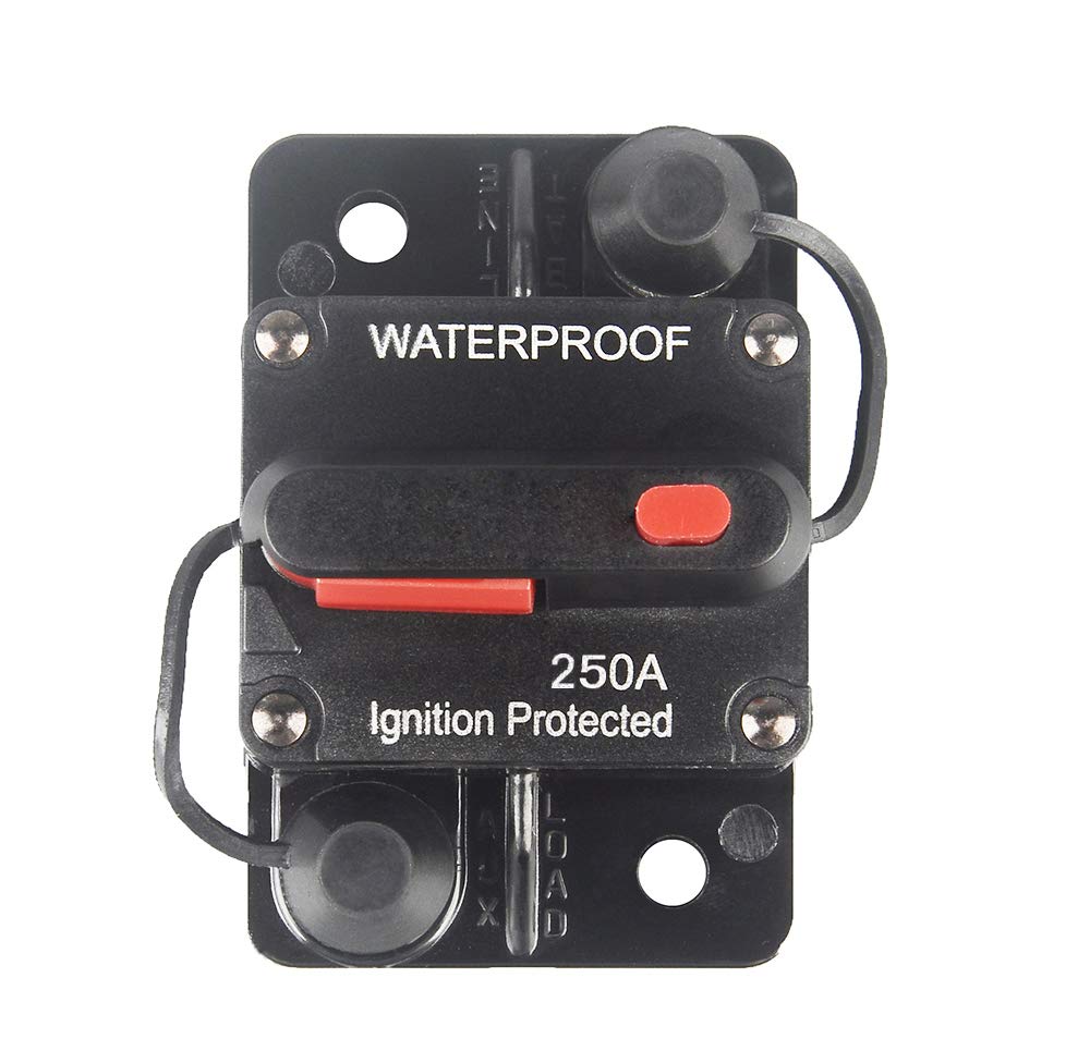 Wohhom 250 Amp Circuit Breaker With Manual Reset 12V-36V Dc Waterproof Surface Mount For Car Audio Rv Marine Boat Truck Trolling