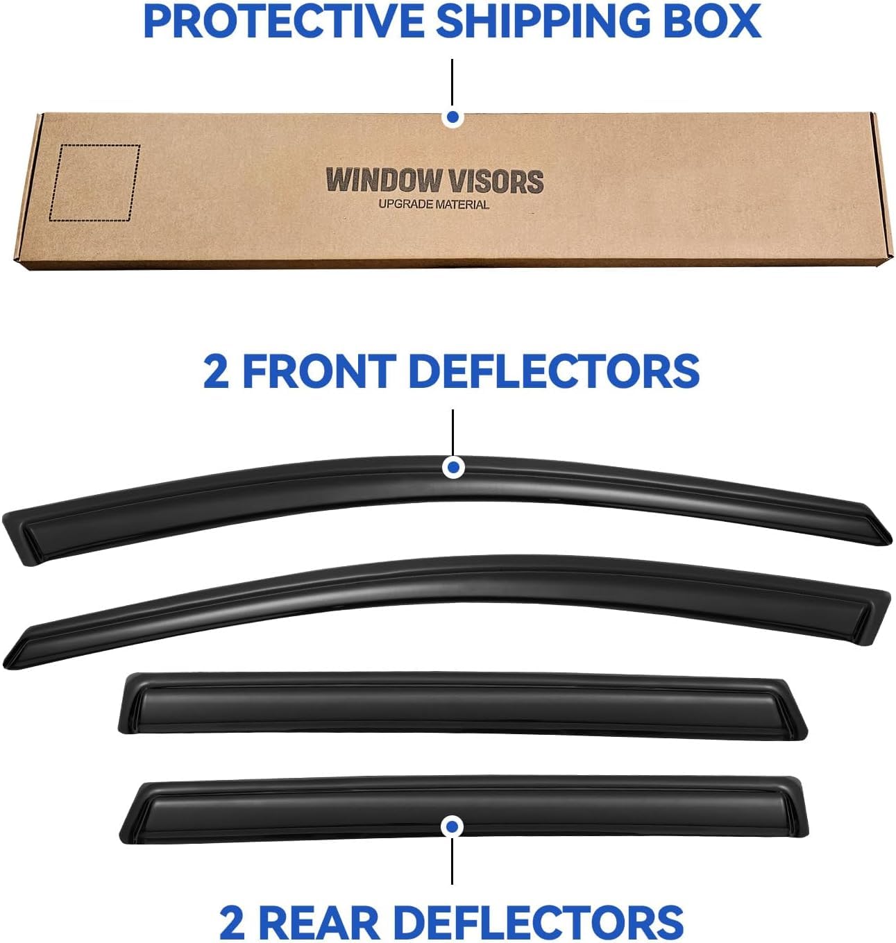 Window Visors Rain Guards for 2007-2014 Ford Edge, Out-Channel Window Vent Wind Deflectors Visors Shades for 2007-2015 Lincoln M