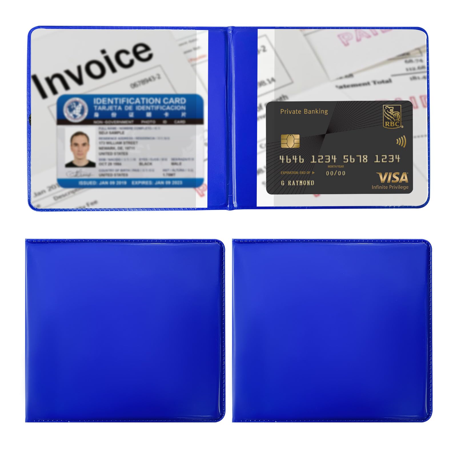 Ziciner 2PCS Car Registration and Insurance Holder, 5.2''   4.7'' Leather Auto Glove Box Organizer with Closure, Essential Car D