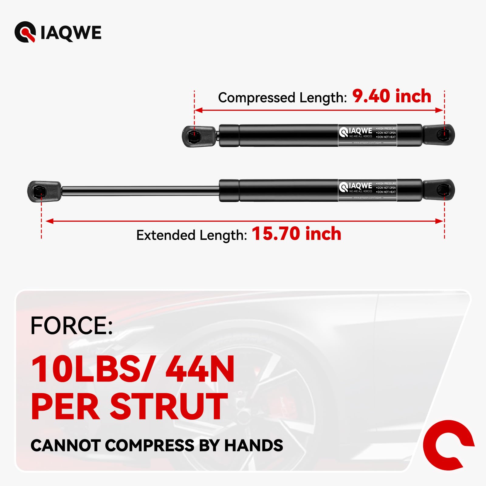 C16-17229 16 Inch 10Lbs/44N Gas Struts Springs Shocks For Are Leer Snugtop Truck Camper Shell Topper Rear Window Boat Truck Cano