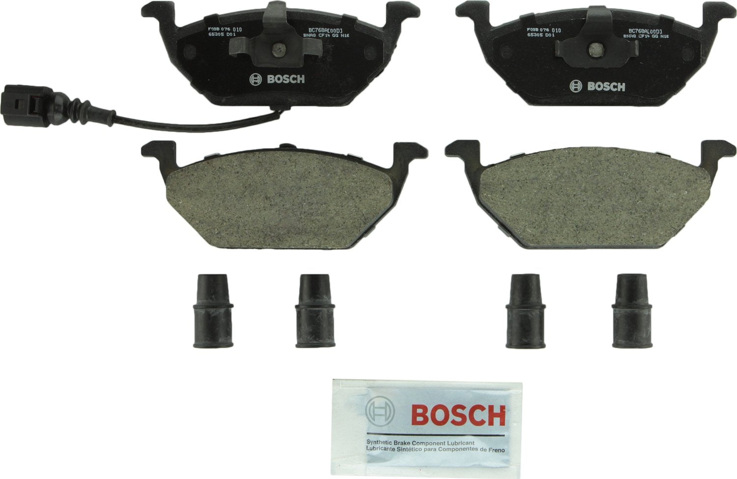 BOSCH BC768A QuietCast Premium Ceramic Disc Brake Pad Set - Compatible with Select Volkswagen Beetle, Golf, Golf City, Jetta, Je
