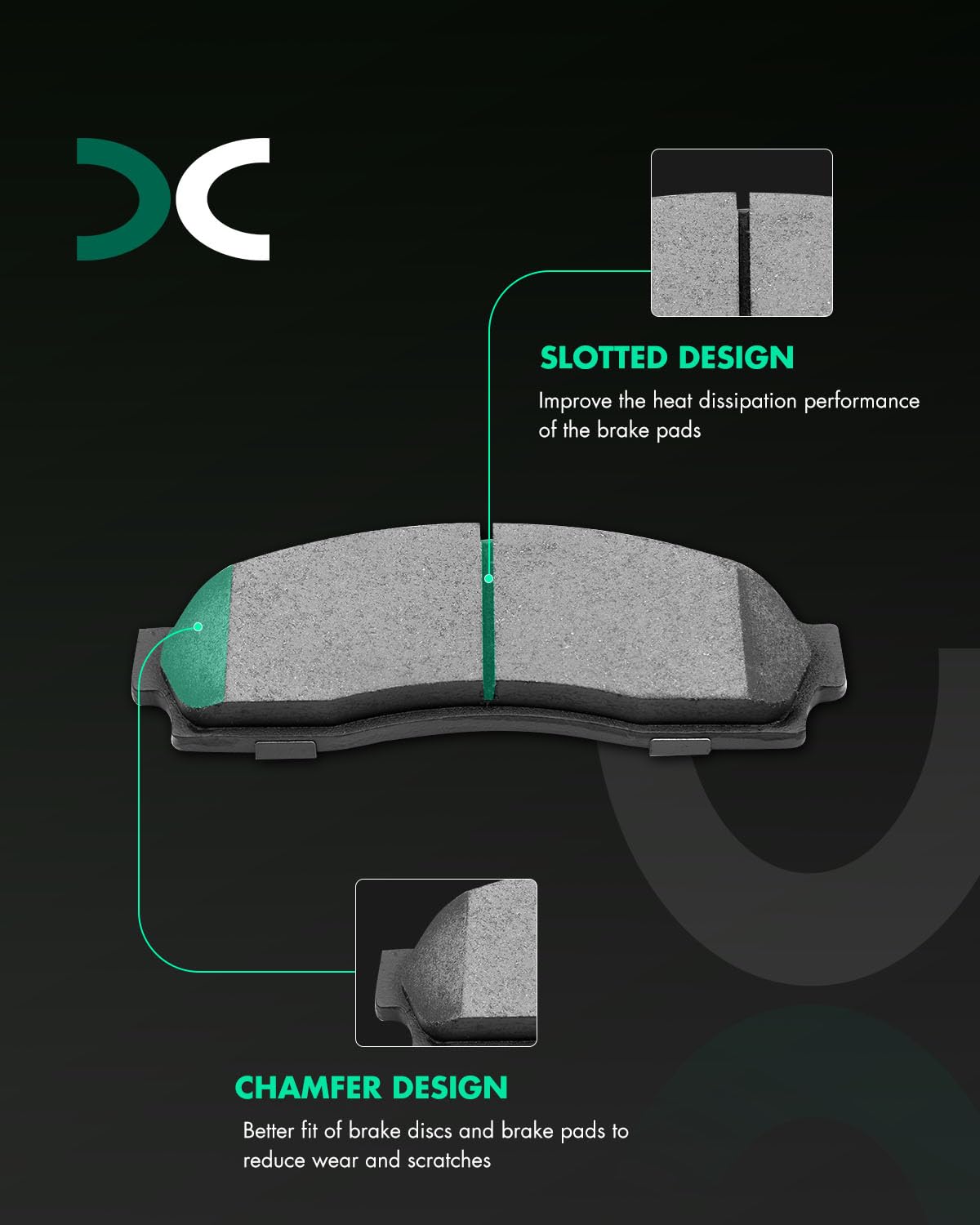 Scitoo D833 Front Ceramic Brake Pads Sets Fit For Chevy Equinox,For Ford For Explorer/For Ranger,For Mazda B2300/B3000,For Mercu